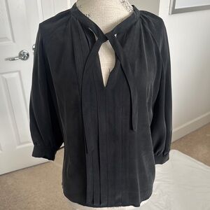 Josie Silk Pleated Elegant Black Women's Top